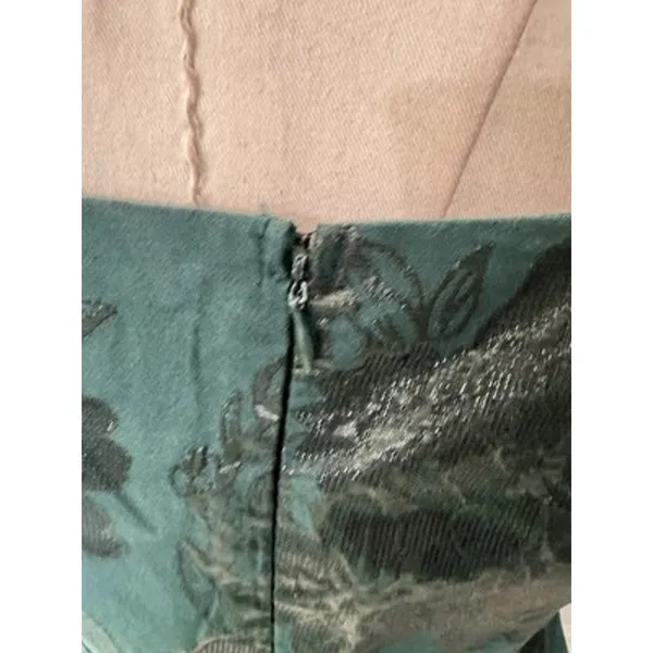 Altar'd State Skylar Emerald Green Floral Jacquard Puff Sleeve Mini Dress NWT M - Image 15