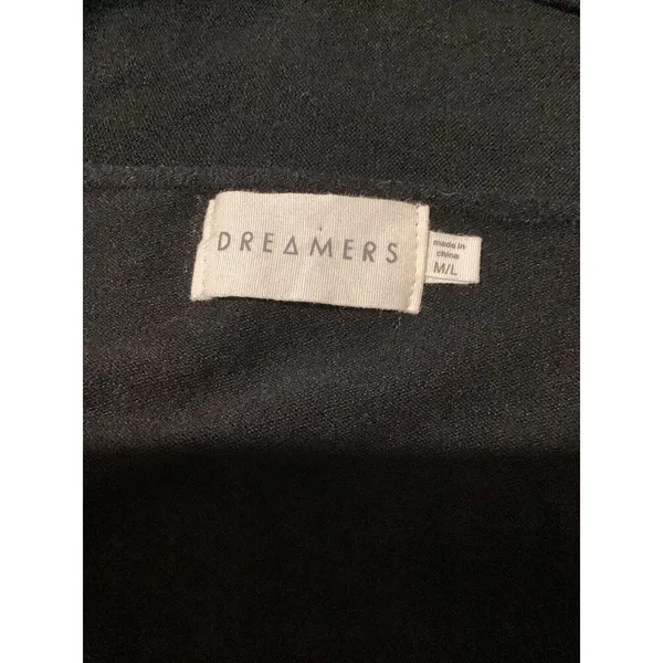 Dreamers Black Open Front Cardigan Cotton Blend Long Sleeve M - Image 4