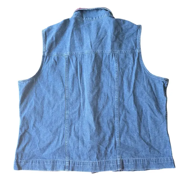 Casey & Max Embroidered Denim 100% Cotton Vest with Colorful Trim‎ Size XL - Image 2