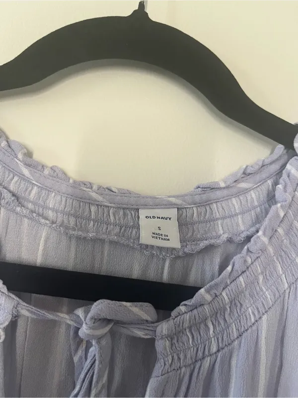 Old Navy Lavender Striped Midi Dress Small Coastal Euro Summer Cottagecore - Image 2