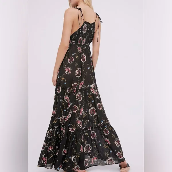Intimately Free People Black Floral ‘Garden Party’ Smocked Maxi Dress, Size M - Image 4