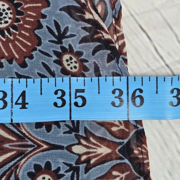 Cabi Women Dress XS Blue Floral Print Long Sleeve V‎ Neck Shift - Image 8