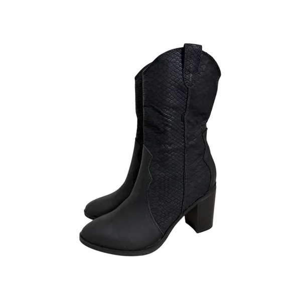 Mia Cindy Embossed‎ Western Cowboy Boot in Black Python Size 7 Block Heel - Image 3