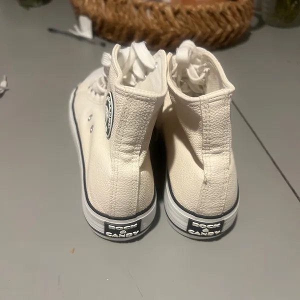 Frock Candy Women’s high-top sneakers in a clean white/cream color - Image 2