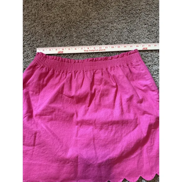 J By J.CREW Scalloped Linen Cotton Blend Pull On Mini Skirt Pink Size 14 - Image 3