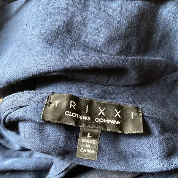 Trixxi V-Neck Short Jumper with Elastic Waist. Size L. Navy Blue, short sleeve - Image 5