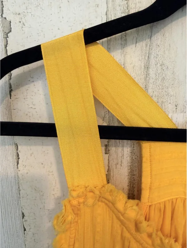 Sundance Womens XS Yellow Cotton Gauze Cross-Back Maxi Dress - Image 5