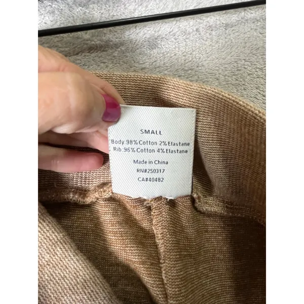 Varley Amberley Pant Pleated Sweatpants Women's Tan Heather Knit Joggers Small - Image 6
