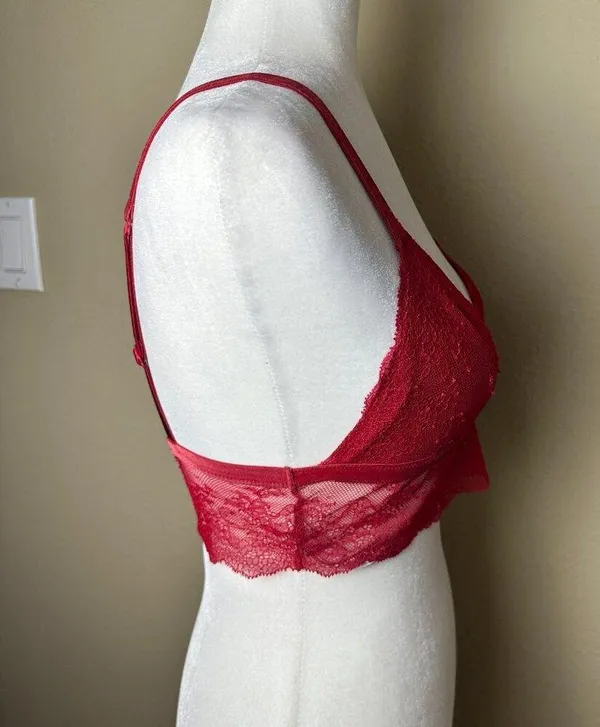 VICTORIA'S SECRET Red Lace Bralette Bra Top Cropped Size Small - Image 5