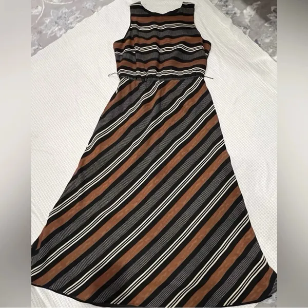 Vintage Positive Attitude Striped Maxi Dress | Size 12 - Image 2