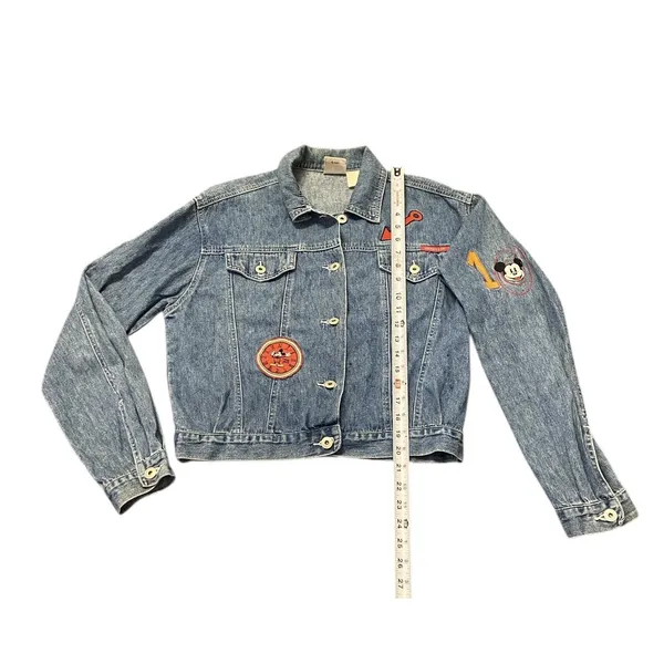Vintage 90s Disney Mickey & Co Mickey Time Classic Denim Jean Jacket‎ Size S/M* - Image 4