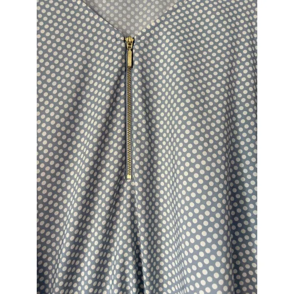 Express‎ Women's Polka Dot Top Blouse Gold Zipper Detail Short Sleeve - Image 3