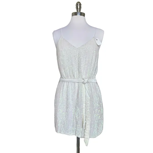 RETROFÉTE‎ Claire Belted Sequined Chiffon Mini Dress Iridescent XL NEW - Image 4