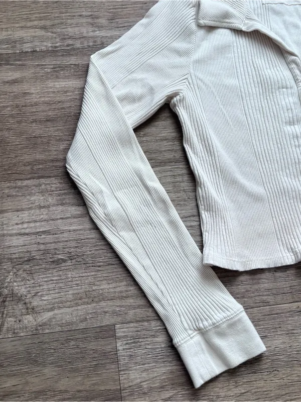 aerie vintage white casual long sleeves top femenine preppy minimalist sz XL - Image 6
