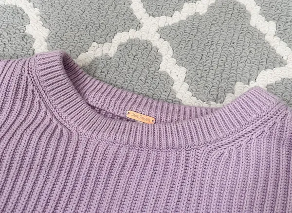 Free People Lilac Rib Knit Oversized Cropped Sweater - Image 7