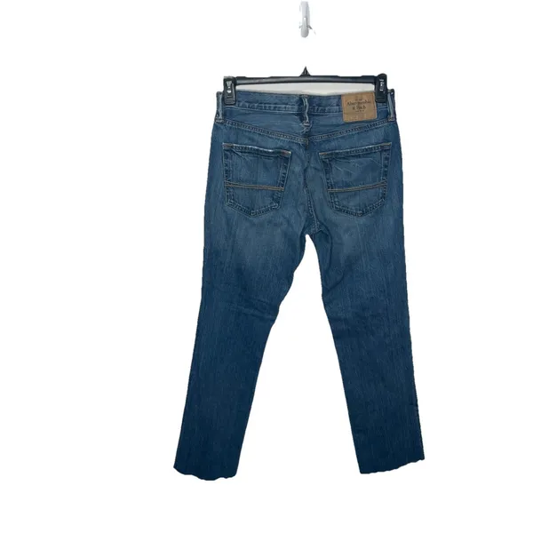 Abercrombie & Fitch Dark Blue Denim Skinny Button Fly Women's Size 30 Cut off - Image 3