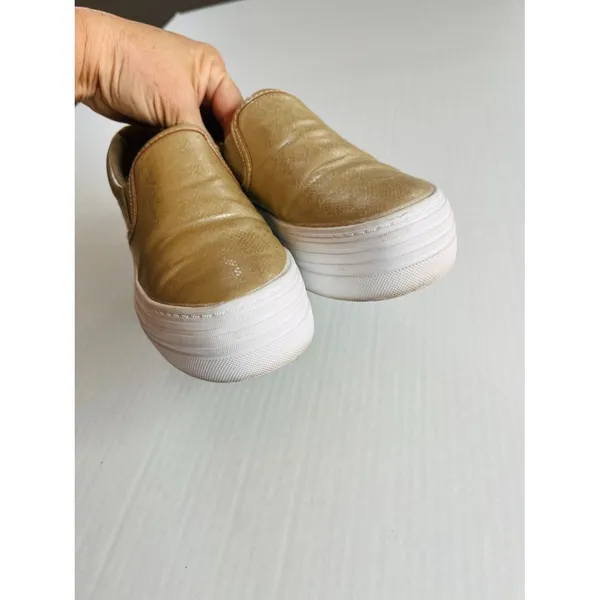 Woolworths Womens‎ Sz 5.5 Gold Platform Slip On Sneakers Shoes - Image 5