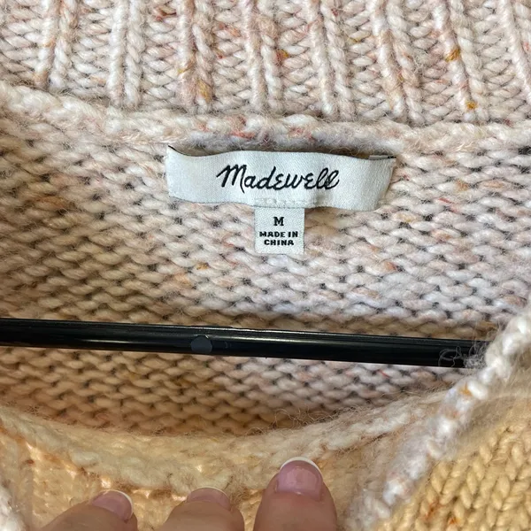Madewell Women's Beige Cream Long Sleeve‎ Wool Sweater Size Medium - Image 3