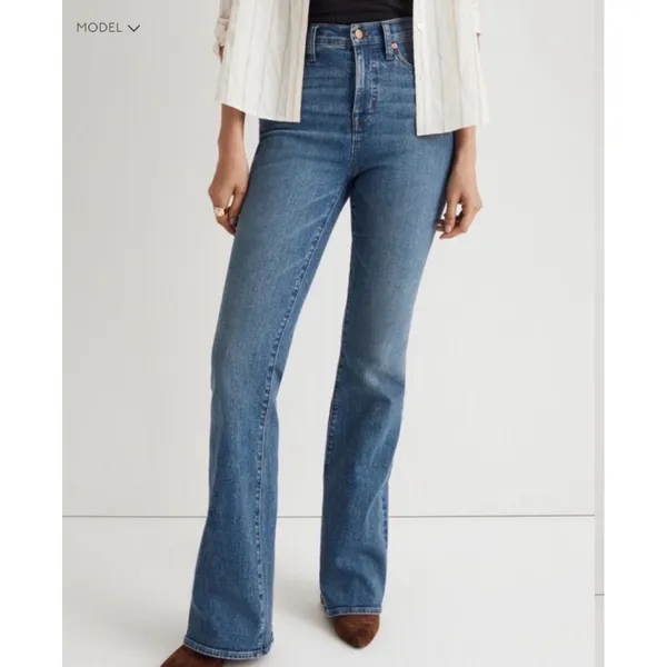 Madewell Skinny Flare Jeans High Rise Medium‎ Wash Blue Denim Size 27 - Image 3