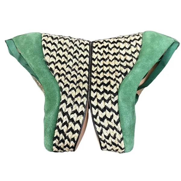 Free People Suede Lace Up Charade Espadrille Wedge Heels Green Size 36 US 5.5 - Image 9