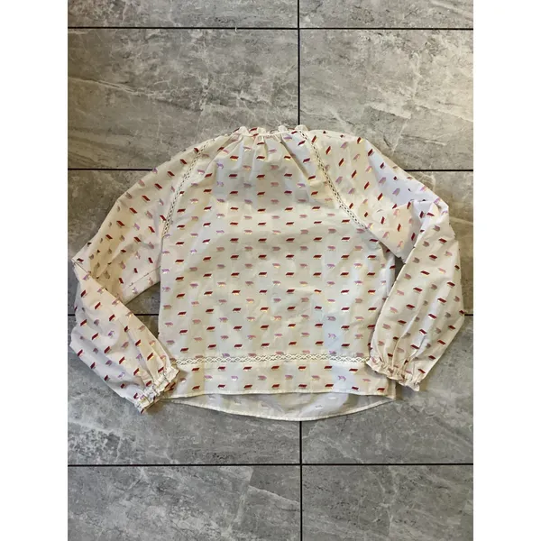 Point Sur J.Crew White Metallic Arrow Clip Dot Blouse M K5264 HO18 - Image 7