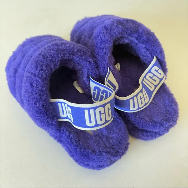 UGG Fluff Yeah Slide Women's Sheepskin Slipper Sandals Purple Size 7 ~Very Good - Image 2