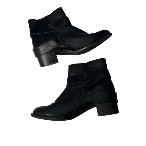 Breckelles belted boots black moto biker 7.5 comfort low heel‎ edgy comfort - Image 8