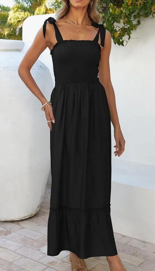 Tie Shoulder Maxi Dress Black Size XS - Image 3