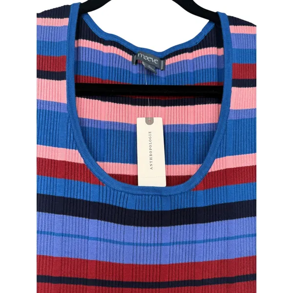 NWT Anthropologie Maeve Beca Ribbed Sweater Fit & Flare Striped Mini Dress Sz M - Image 9