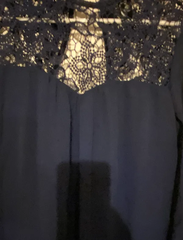 Trixxi Mini Dress Navy Blue W/ Lace Flare Long Sleeve - Image 3