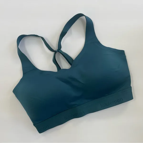 LULULEMON Fine Form Bra in Bermuda Teal Size 34DD Yoga Running Sport Seamless - Image 7
