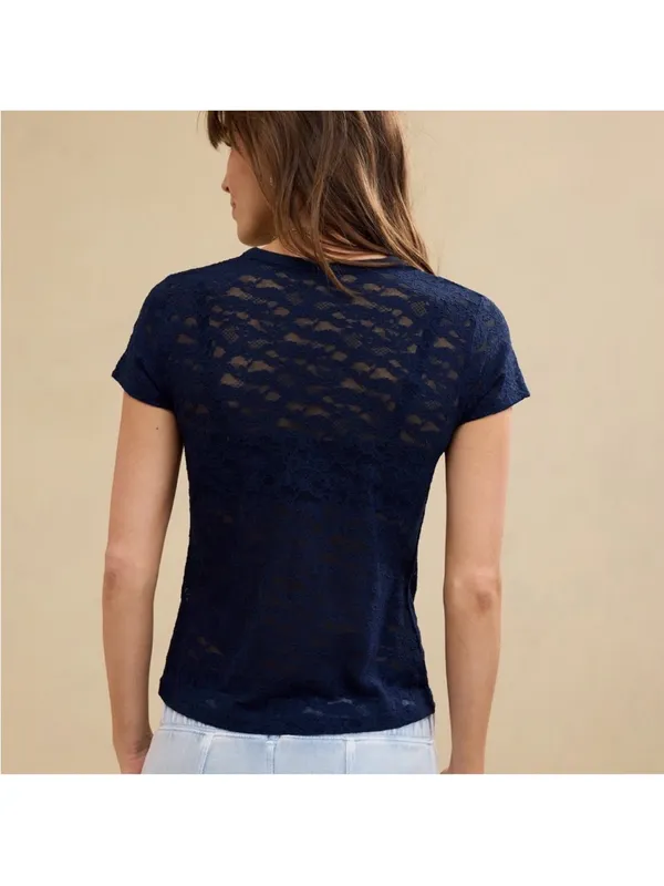 Aerie Lace Vintage T-Shirt Navy size Medium NWT - Image 3