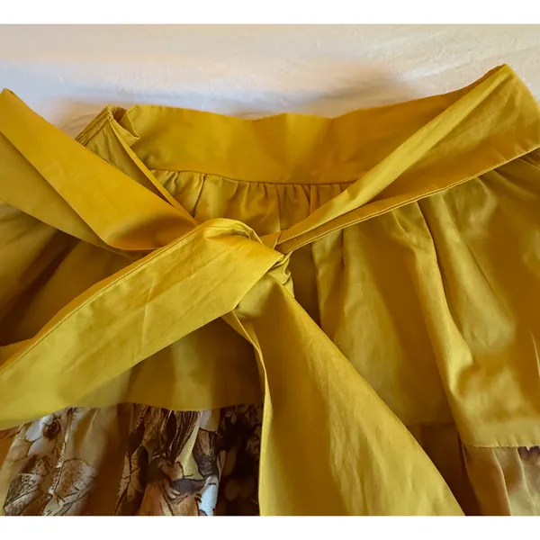 CQ by CQ Maxi Skirt Womens Size M Mustard Yellow Floral Ruffles High Low Boho - Image 9
