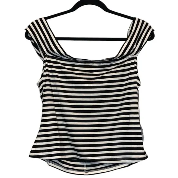 NWT About‎ Us Black & White Striped Off-Shoulder Top - Image 3