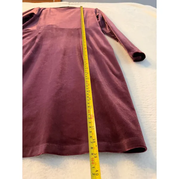 LOFT‎ Burgundy Velvet Wrap Front V-Neck Long Sleeve Mini Dress Plum Size L - Image 6