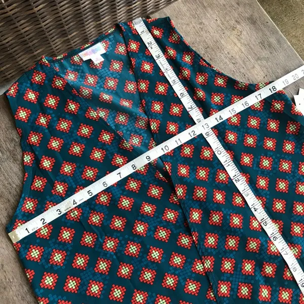 LuLaRoe Womens Duster Sz‎ S Joy Long Vest Teal Blue Orange Geometric Artsy NEW - Image 7
