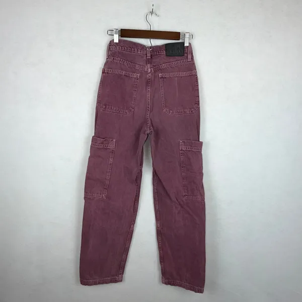 BDG Cargo Jeans Womens 26 100% cotton Plum Purple High Rise Straight Leg Denim - Image 5