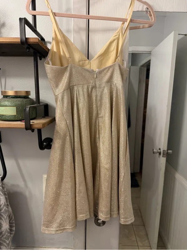Lulu’s Gold Glitter A-Line Slip Dress - Image 4