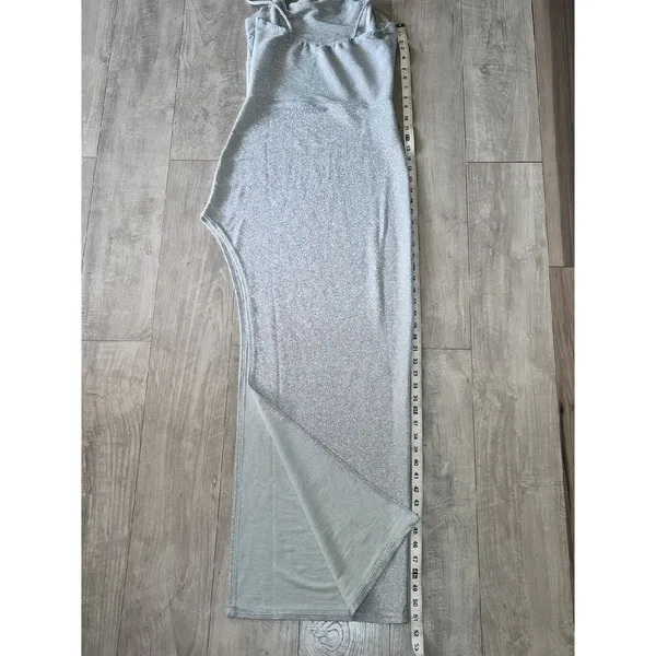 Y2K Silver Sparkle Cowl Neck Maxi Dress - Image 7