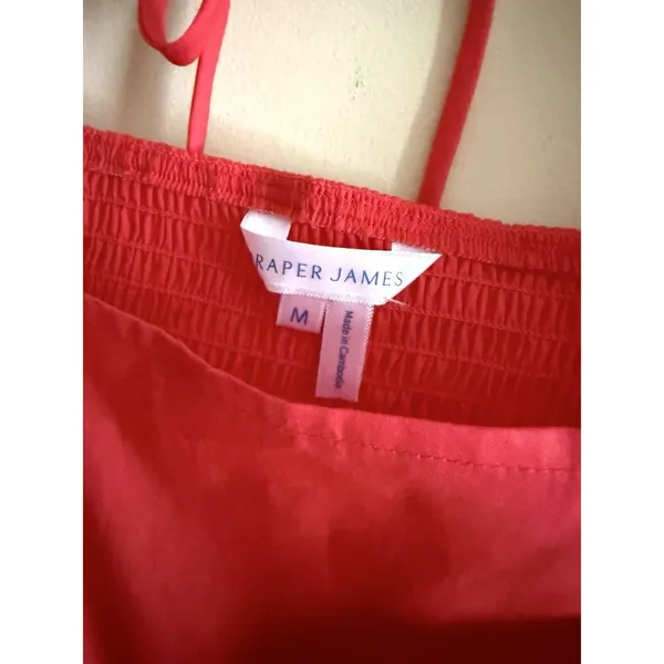 Draper James Ladies‎ Puff Sleeve Sailor Pockets Dress Size Medium Red Hibiscus - Image 5