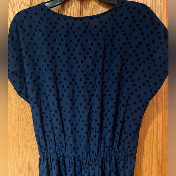 Madewell Navy Blue Wrap-Front Draped‎ Mini Dress in Brushstroke Diamond Size XS - Image 11