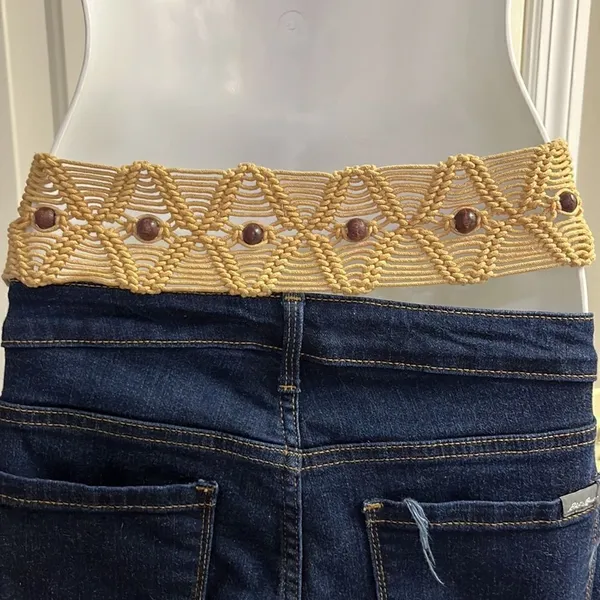 PINK - Victoria's Secret Macrame Corded Belt with Leather Inspired Belt Ends and Brass Buckle - Image 7