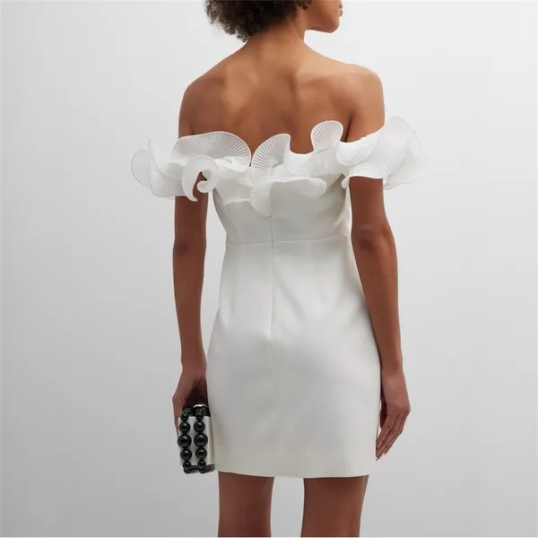 Milly Gizelle Ivory White Off Shoulder Ruffle Mini Dress Size 8 - Image 11