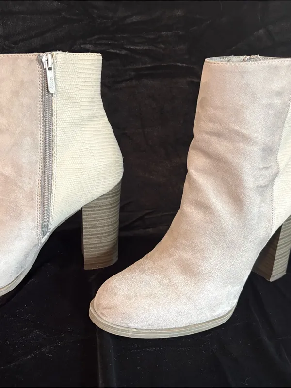 Sam Edelman Gray Suede Block Heel Ankle Boots - Women - Image 5