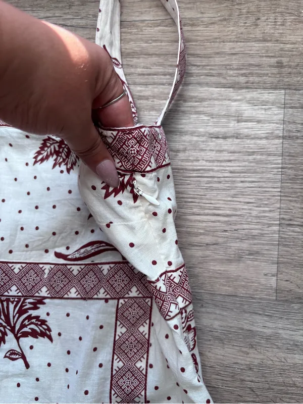 Cottagecore Cotton Linen Block Print Floral Polka Dot Maxi Dress Boho Tulip C. - Image 5