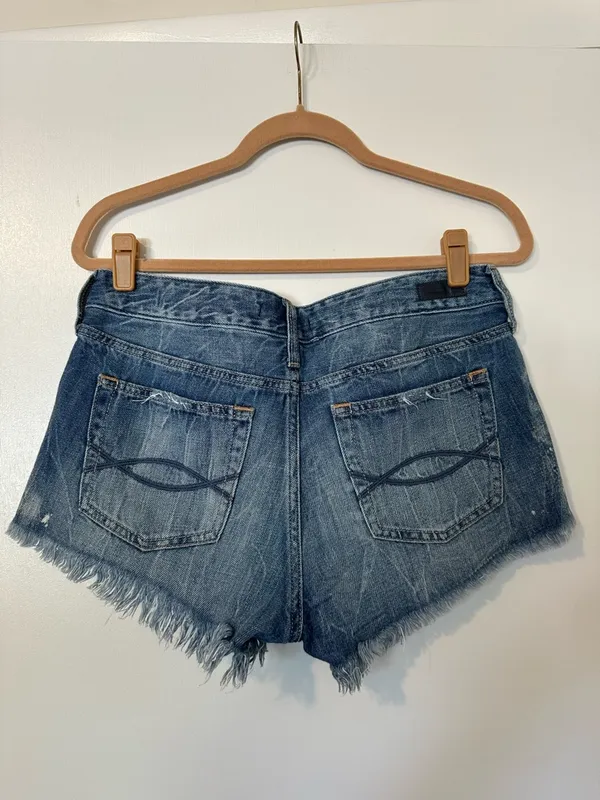 Abercrombie & Fitch Distressed Cut Off Jean Denim Shorts Womens 28 Blue - Image 6