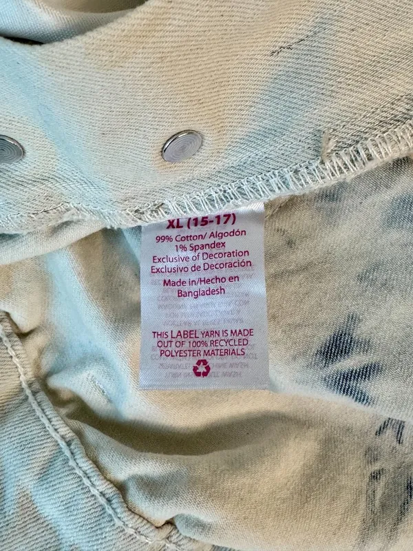 No Boundaries Tie Dye Denim Overalls Shorts XL 15-17 Raw Hem - Image 8