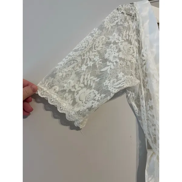 Ivory Lace Kimono Robe Lingerie Cover Up Bridal Romantic Feminine Fairy Antique - Image 2