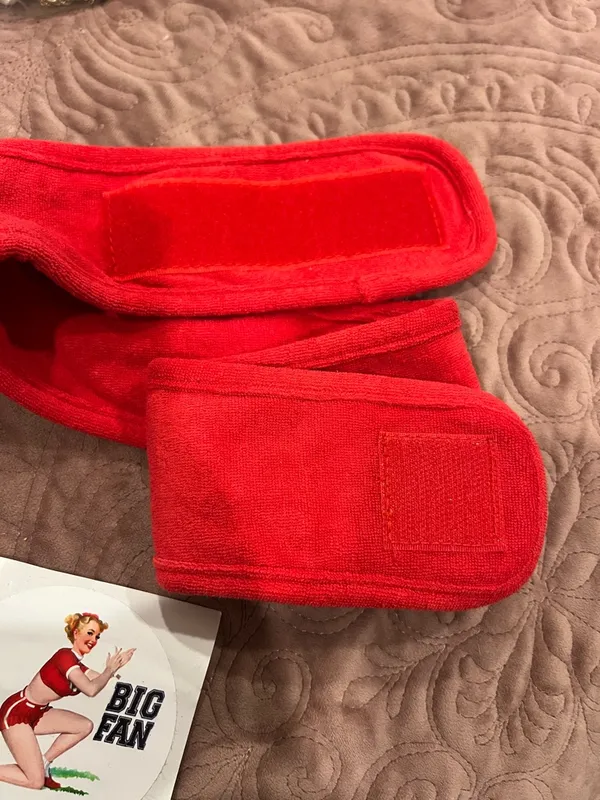 Red Knit Headband with ONE/SIZE Logo - Image 3