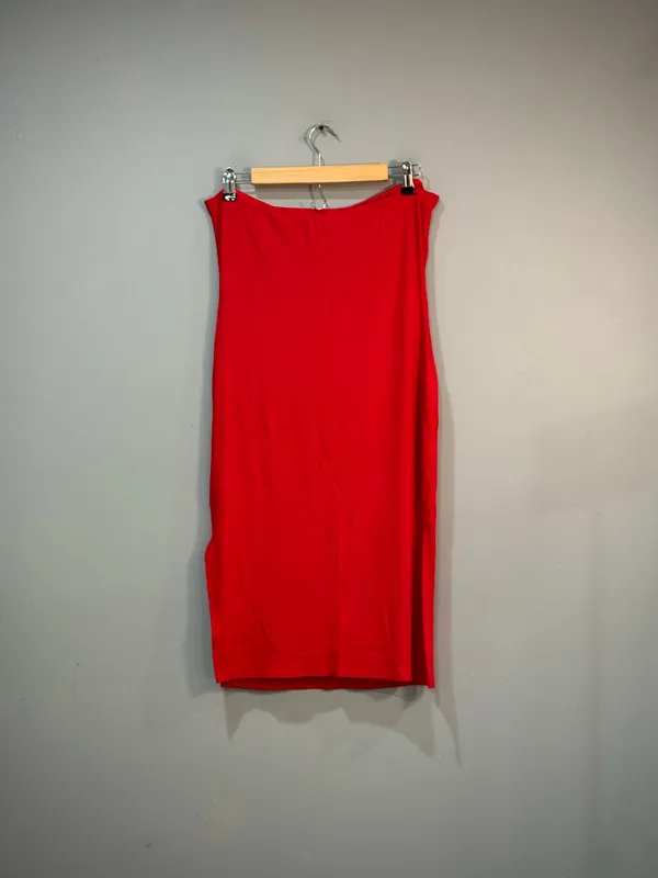 Unbranded Red Ribbed Strapless Midi Dress Size L NWT - Image 4